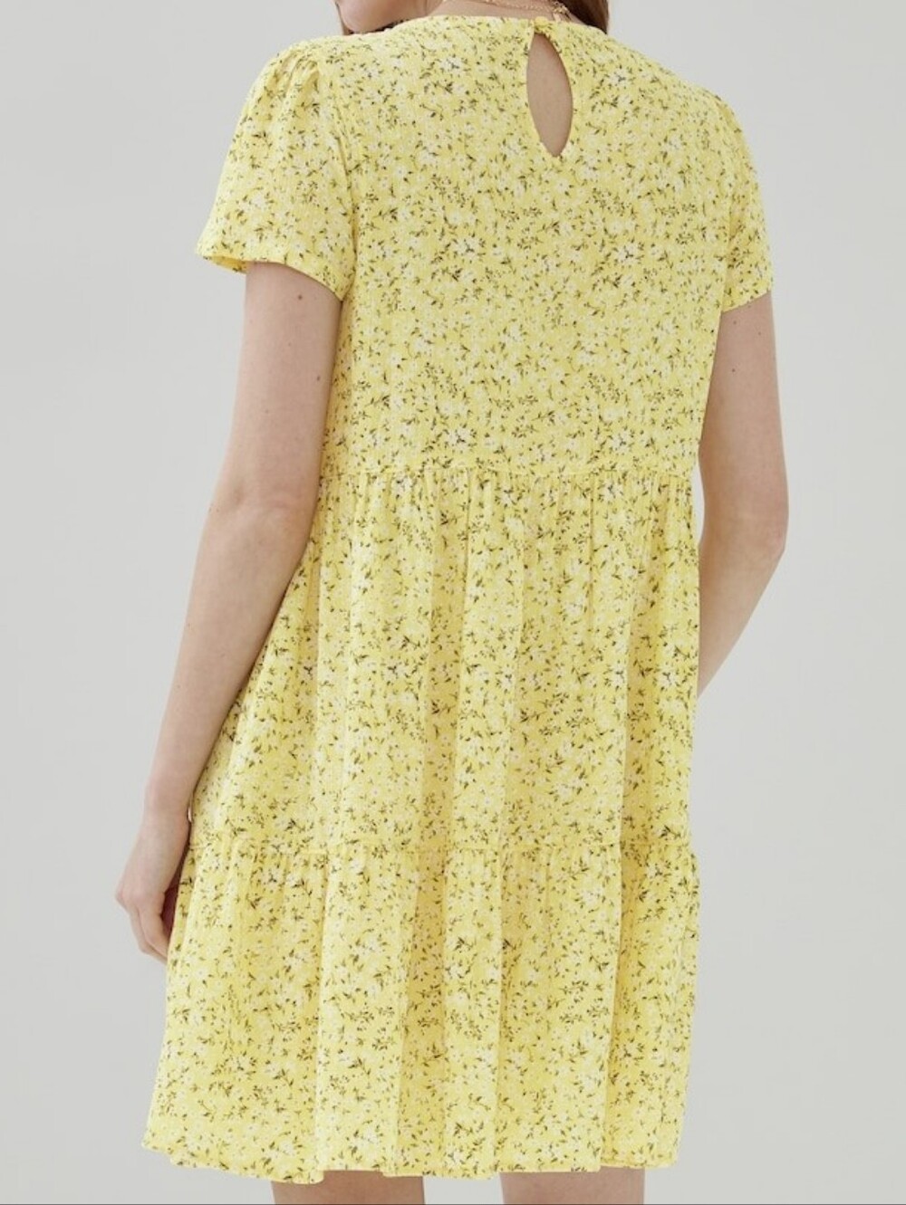 Joe Fresh Yellow Floral Tiered Cotton Dress